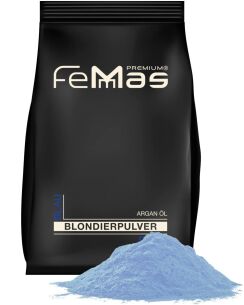 FemMas Blondierpulver Ultra Stark 500g Blau im Beutel mit Plex Technologie Argan&ouml;l ( Defekte Verpackung!)