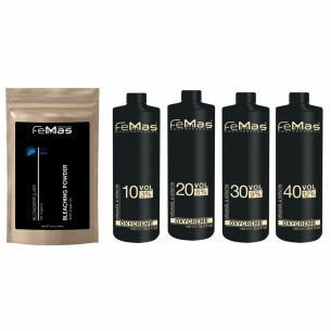 FemMas Blondierpulver Blau mit Arganöl 500g + Femmas Oxycreme 1 Liter 3%/6%/9%/12%