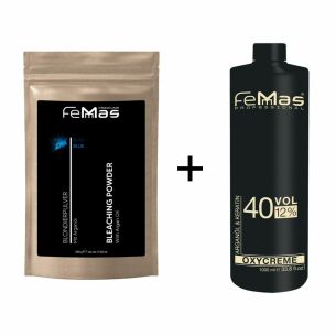 FemMas Blondierpulver mit Arganöl 500g + Oxycreme 1L 12%