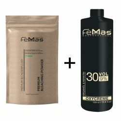 FemMas Premium Blondierpulver Weiss 500g + Oxycreme 9% 1L