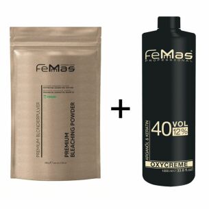FemMas Premium Blondierpulver Weiss  500g + Oxycreme 12% 1L