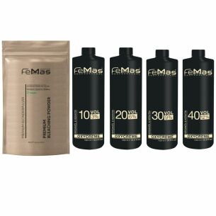 FemMas Premium Blondierpulver Weiss 500g + Oxycreme 3%| 6%| 9%| 12% 1L